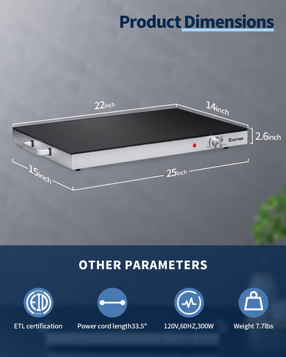 ARLIME 22"x14" Buffets Server Food Warmer for Parties, Electric Food Warming Tray