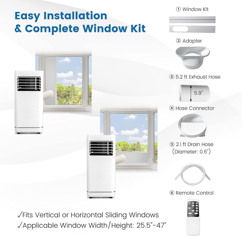 Portable Air Conditioner 10000 BTU, 3-in-1 AC Cooling Unit with Dehumidifier, 24H Timer