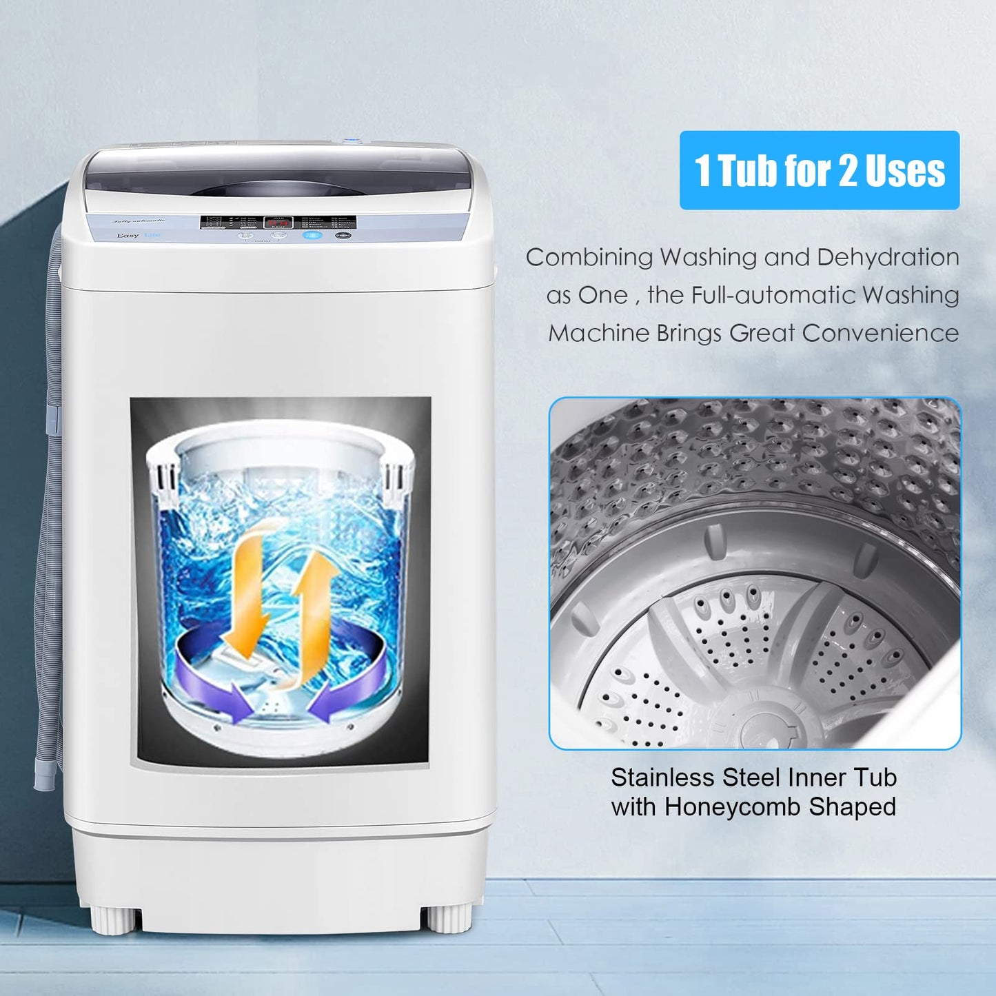 12 Lbs Capacity Full automatic Washer with 10 Wash Programs