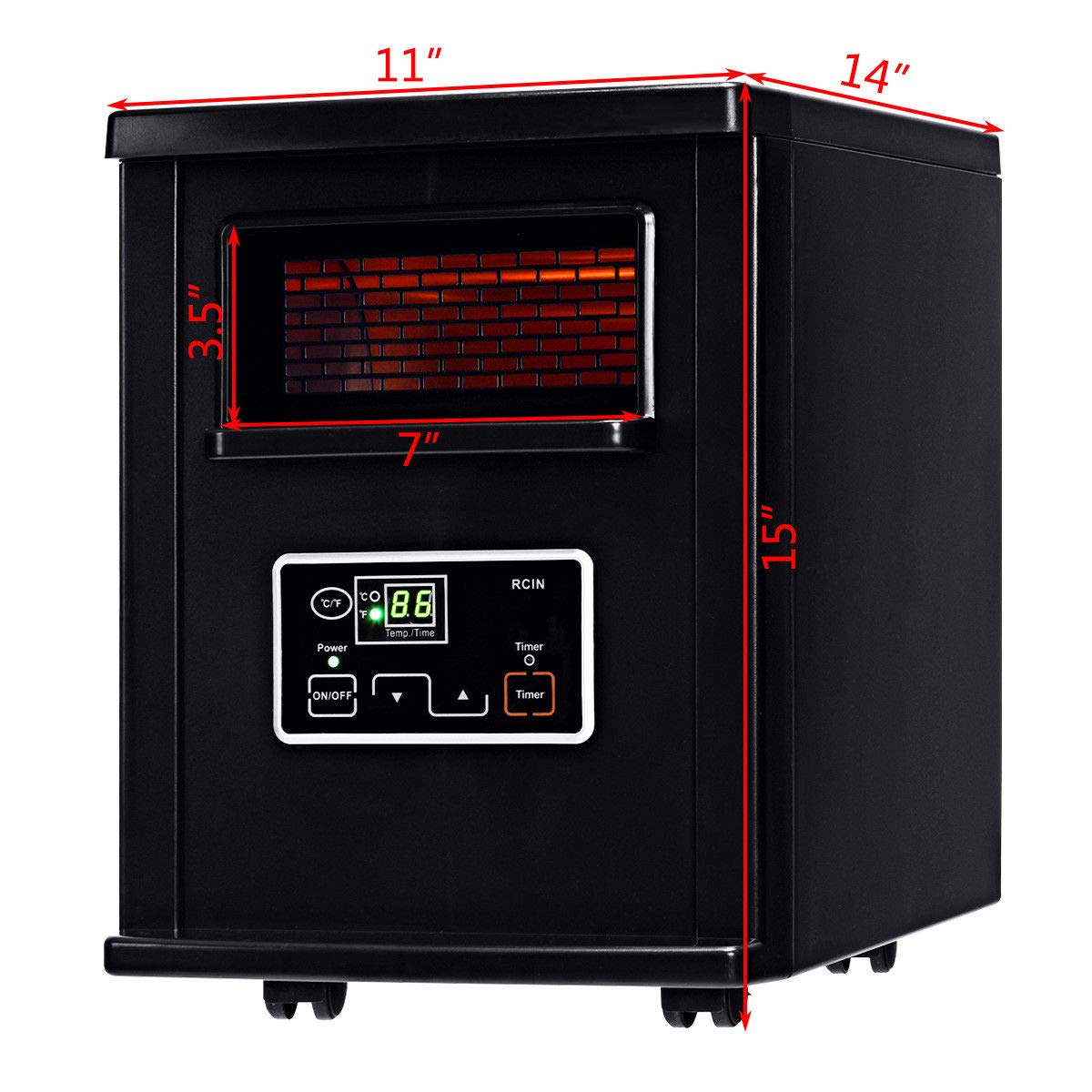 1500W Portable Space Heater with Digital Thermostat for Bedroom