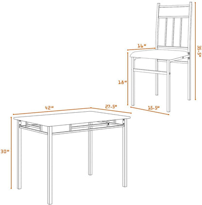5 Piece Modern Kitchen Dining Set with Sponge Cushion and Metal Structure