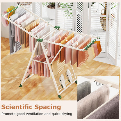 Foldable 2-Level Clothes Drying Rack for Indoor & Outdoor ( 64"L x 22”W x 39"-62"H )