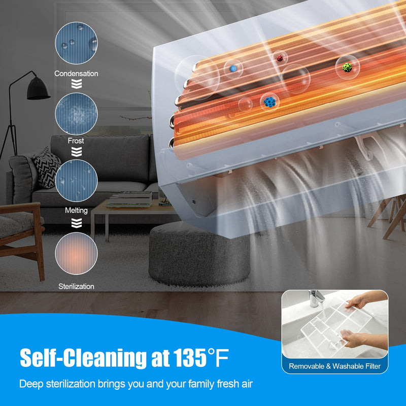 Mini Split Ac/Heating System - 18000BTU Mini Split Air Conditioner w/Heat Pump, 19 SEER2 208-230V Inverter Split AC Unit