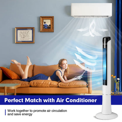 ARLIME Tower Fan with Remote Control Portable 47.5-Inch Standing Floor Fan with 80˚ Oscillating