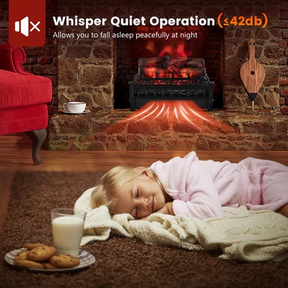 20 Inch Electric Fireplace Log Set Heater with Adjustable Temp, Overheating Protection, Realistic Pinewood Ember Bed