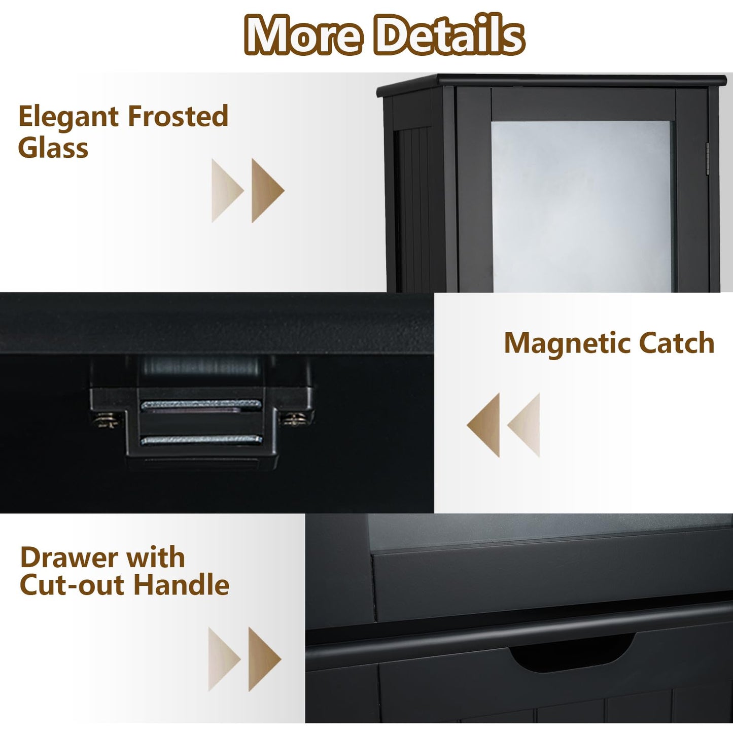 67” Tall Bathroom Storage Cabine with 2 Doors & 1 Drawer 3-Level Adjustable Shelves