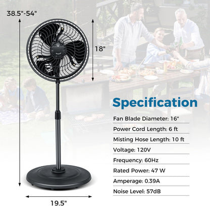 ARLIME Misting Pedestal Fan, 16 Inch Oscillating Fan with Hose Connector