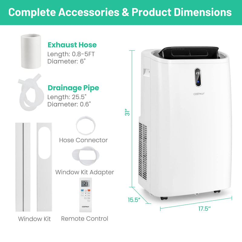 Portable Air Conditioner, 14000 BTU 4 in 1 AC Unit with Cool, Fan, Heat & Dehumidifier