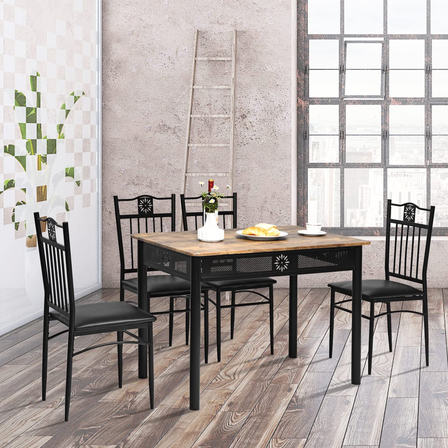 5 Pieces Dining Table Set Modern Kitchen Table Set for 4 Person
