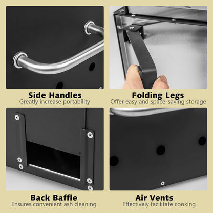 Wood Fire Peel Stone Waterproof Cover Fold-up Legs Portable Stainless Steel Maker for Camping