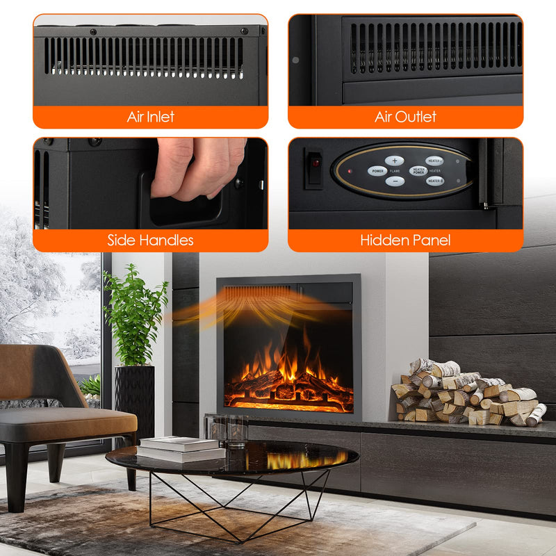 ARLIME 20 Inches Electric Fireplace Inserts 5100 BTU Recessed Freestanding Fireplace