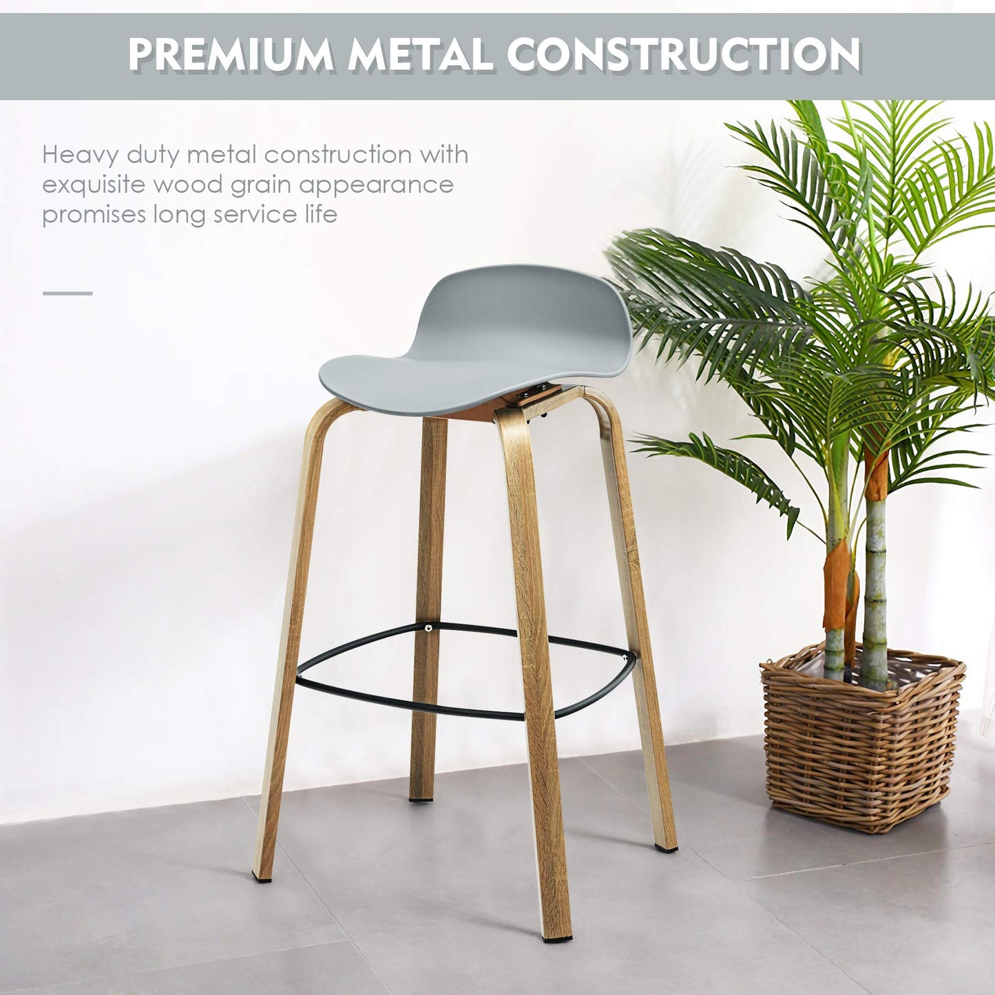 30 Inch Height Modern Minimalist Bar Chairs with Footrest