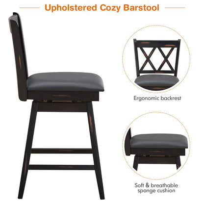 360 ° Swivel Counter Height 25 inch Bar Stool with Foot Rest Upholstered Cushion & Ergonomic Backrest