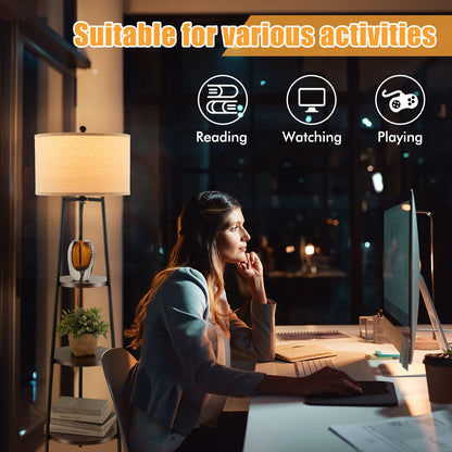 ARLIME Floor Lamp with 3-Tier Shelves - Modern Standing Corner Floor Lamp