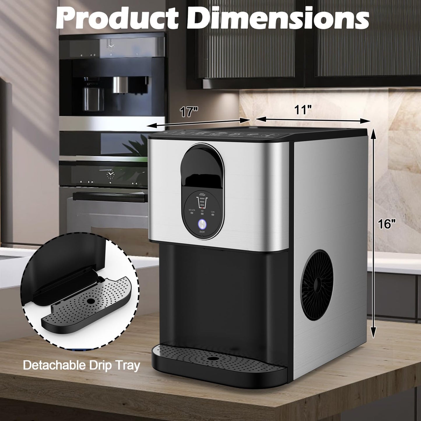 ARLIME Nugget Ice Maker Countertop, 56 lbs/24 H Pepple Chewable Ice Making Machine