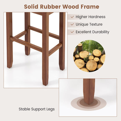 2/4 Pieces 31 Inch Upholstered Bar Stool Set with Solid Rubber Wood Frame and Footres