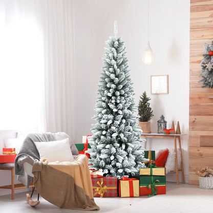 6.5Ft Snow-Flocked Artificial Christmas Tree for Indoor and Outdoor Use