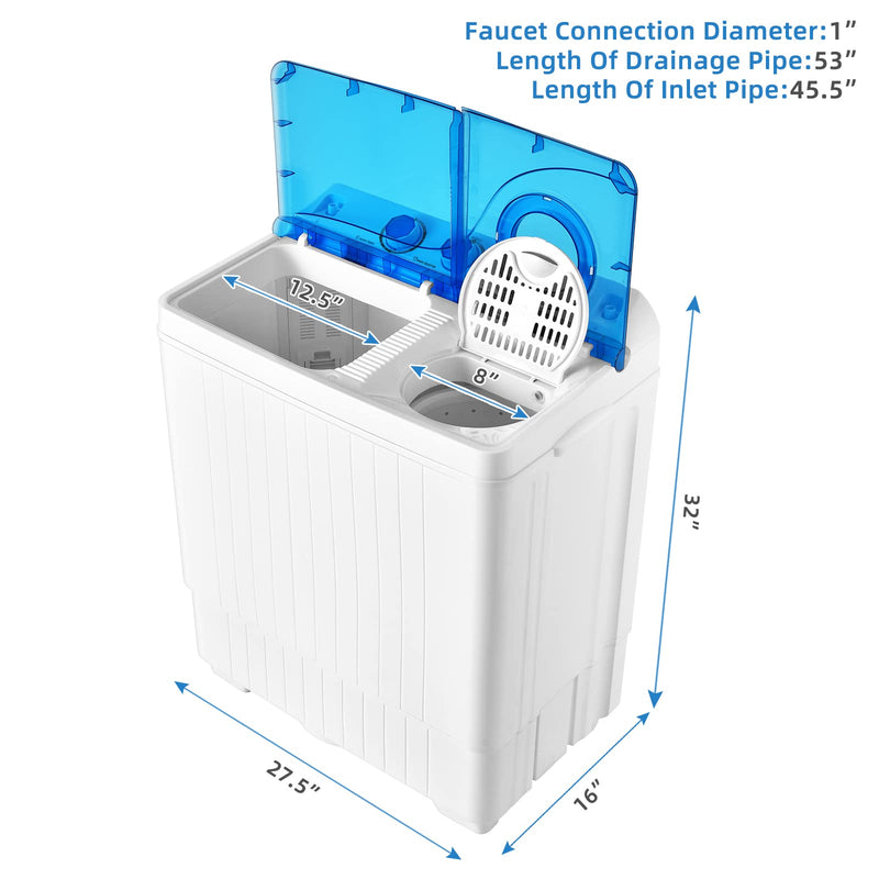 ARLIME Portable Washing Machine, 26 lbs Washer and Spinner Combo with Drain Pump