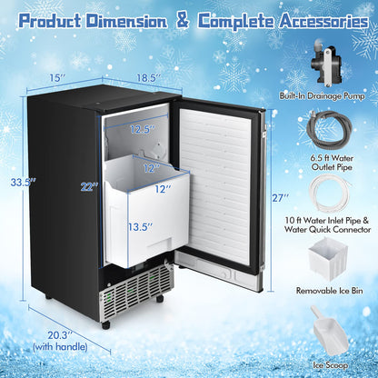 Commercial Ice Maker, 80LBS/24H Freestanding and Under Counter 115V Industrial Ice Machine with Self-Cleaning Function