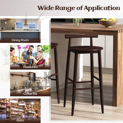 Bar Chair Set of 2/4 Bar Height Stools Set w/Acacia Wood Frame