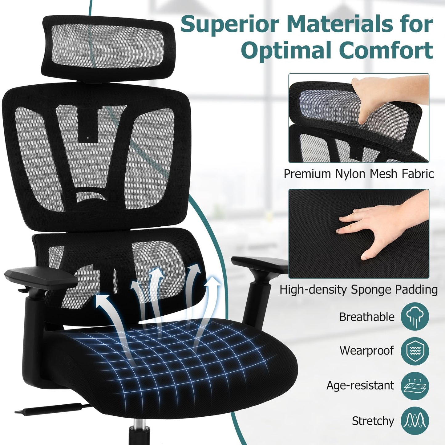 Ergonomic Mesh Office Chair High Back Computer Desk Chair with Adjustable Lumbar Support