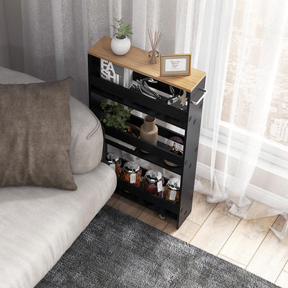 Slim Rolling Storage Cart 4-Tier Rolling Utility Cart with Handle & Wheels