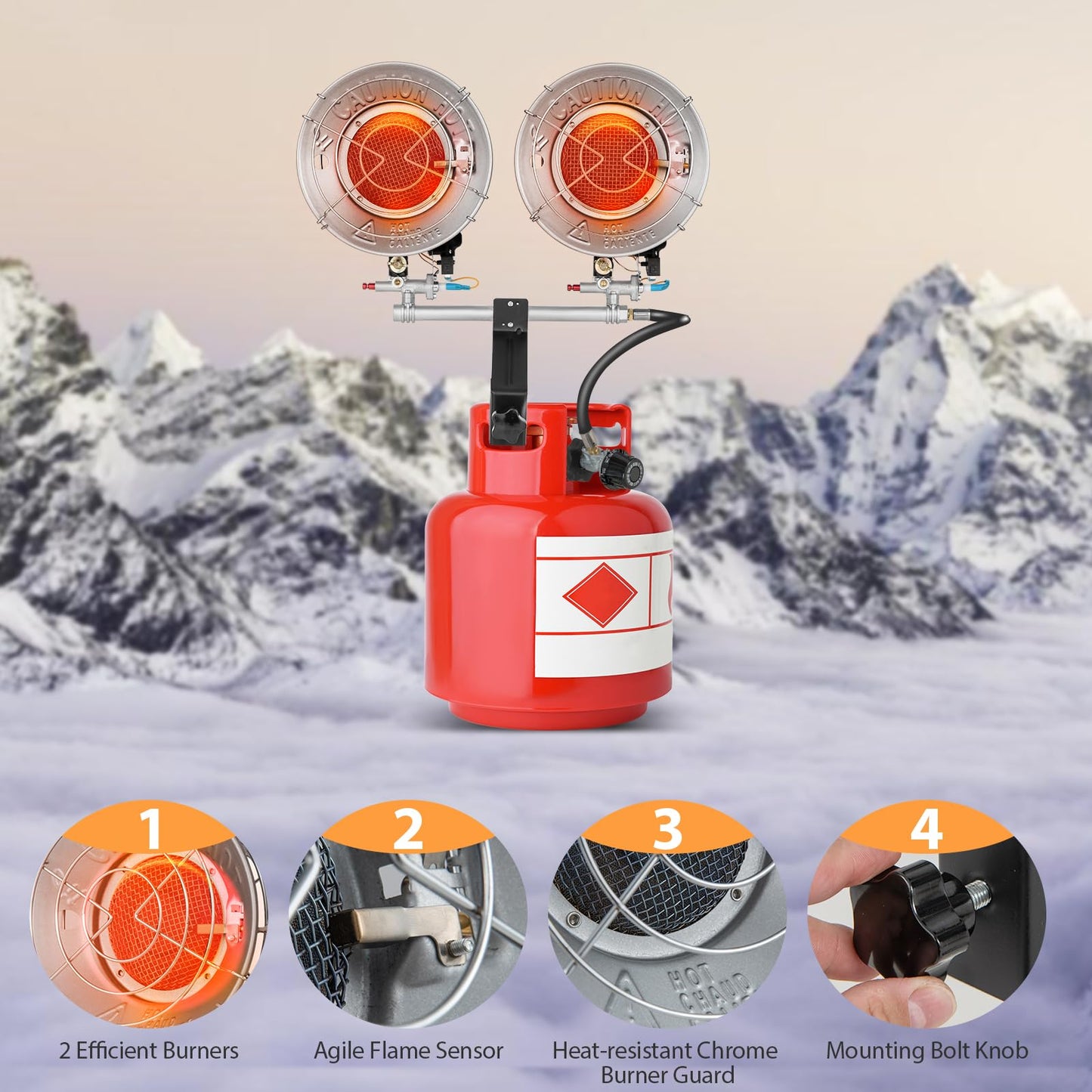 30,000 BTU Double Propane Tank Top Heaters