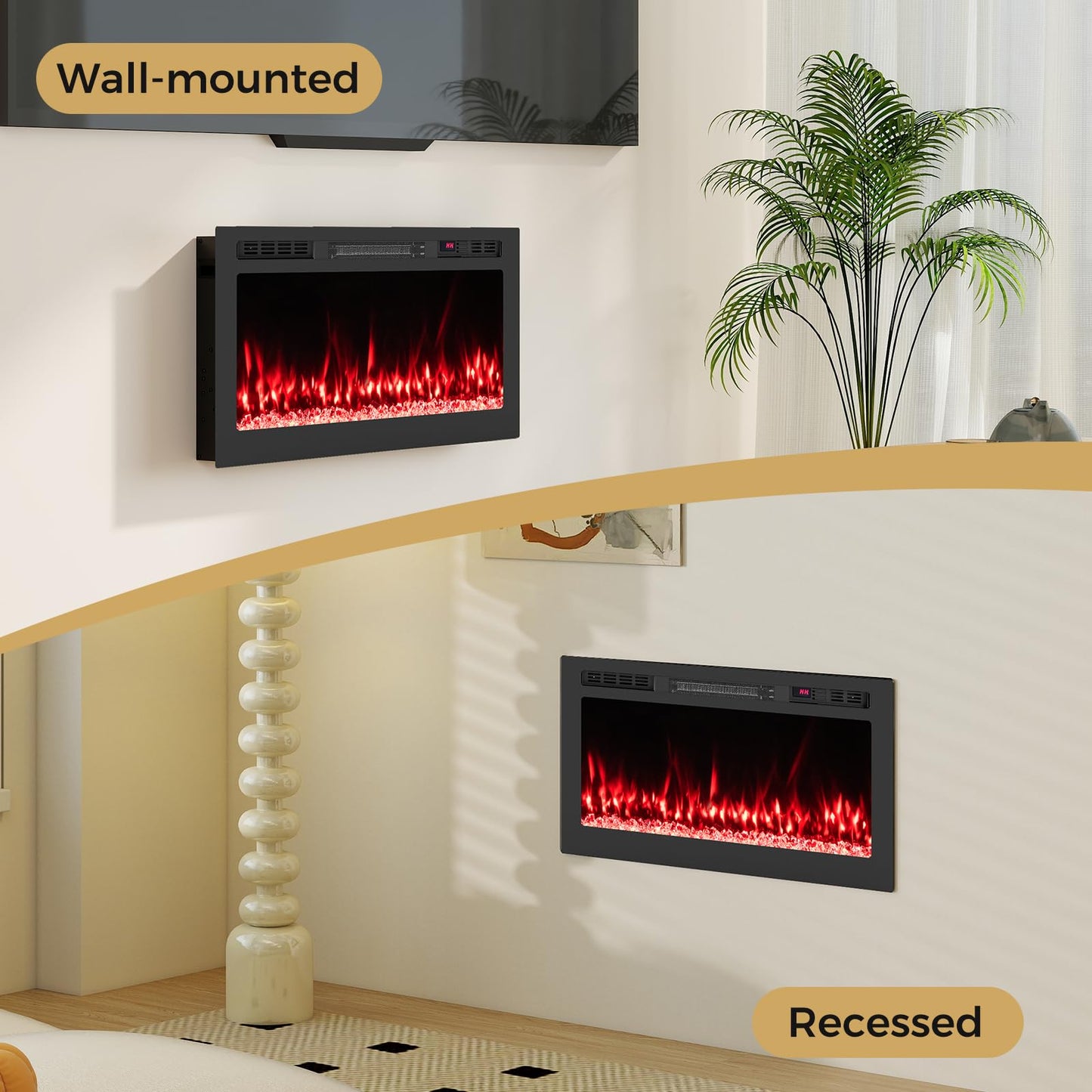 Smart WiFi Electric Fireplace 36/42/50/60 inch Wide