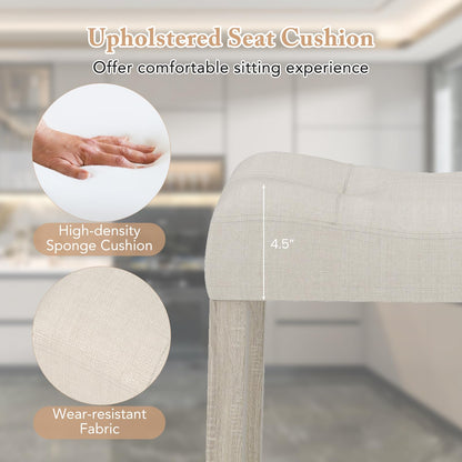 Wooden Saddle Stools Set of 4 with Solid Rubber Wood Legs