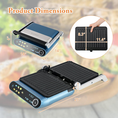Panini Press 1200W Sandwich Maker with LED Touch Panel Non-Stick Coated Plates & Removable Drip Tray