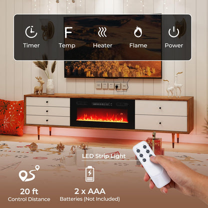 36 Inches Electric Fireplace Inserts w/LED Strip Lights