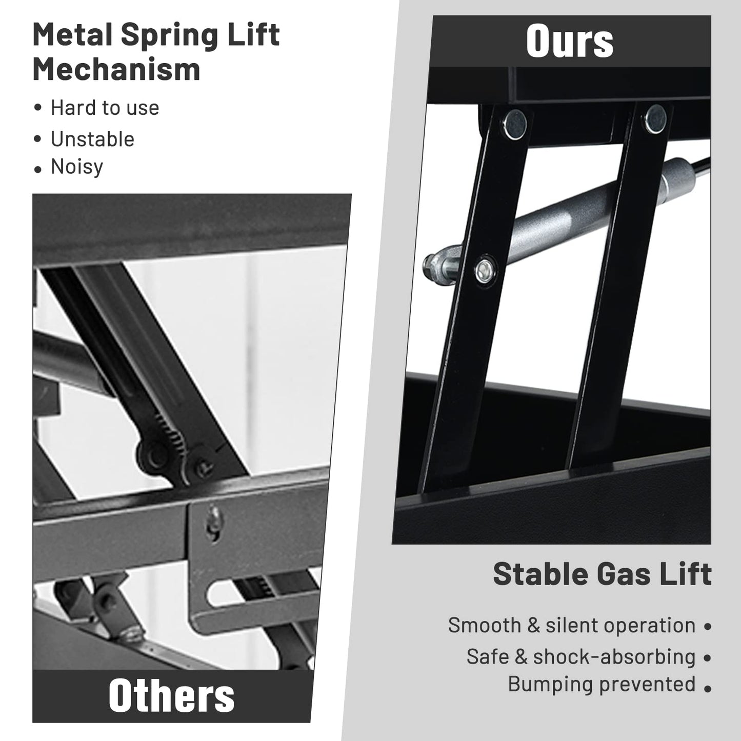 Lift Top Coffee Table with Hidden Storage Compartment & 3 Open Shelves