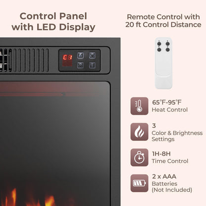 23 Inches Electric Fireplace Insert 750W/1500W Fireplace Heater with Remote Control