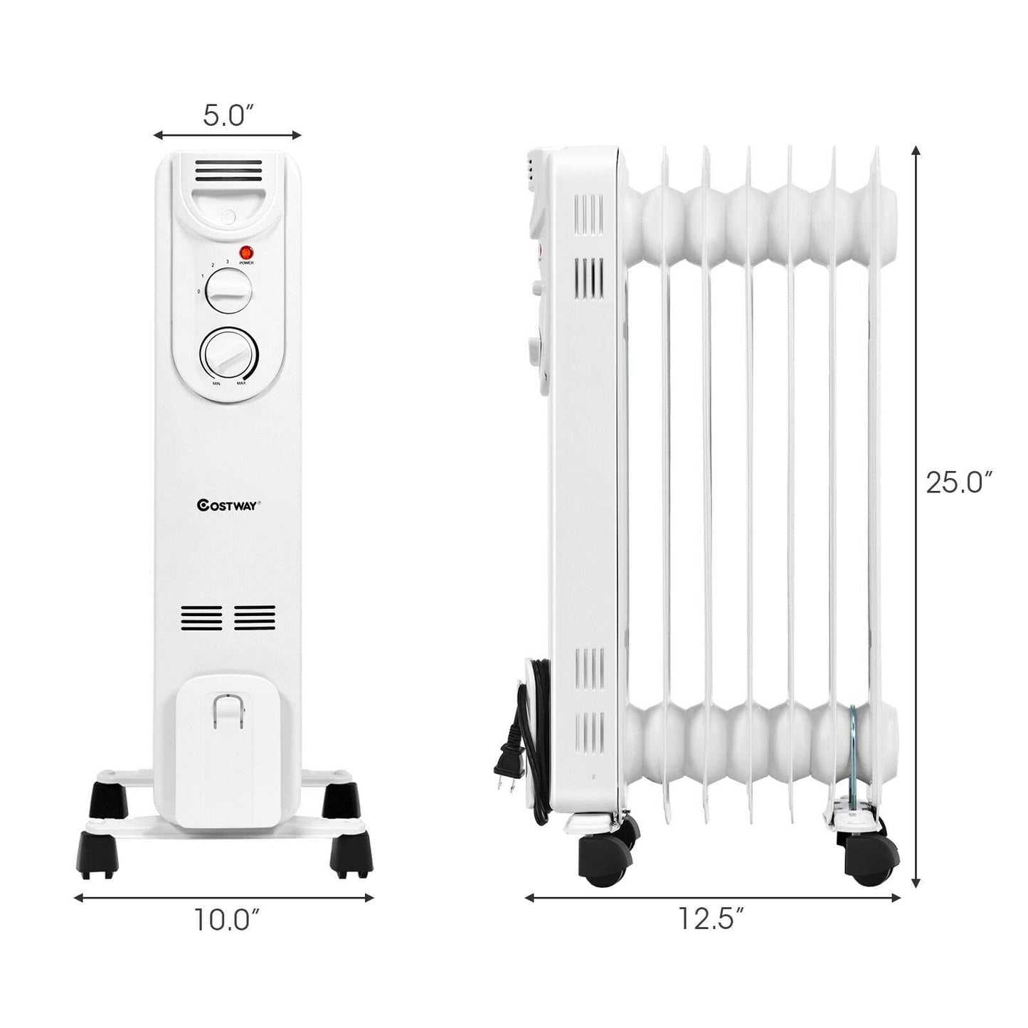 ARLIME Electric 1500W Oil Filled Radiator Heater, Portable Radiant Space Heater