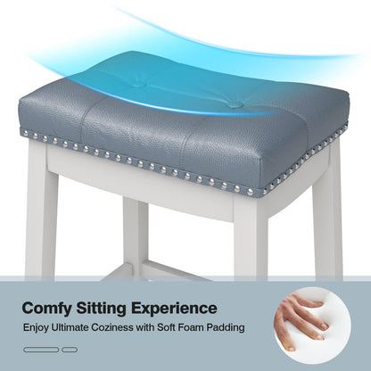 Bar Stools Set of 2/4 24-Inch Height Backless Counter Stool