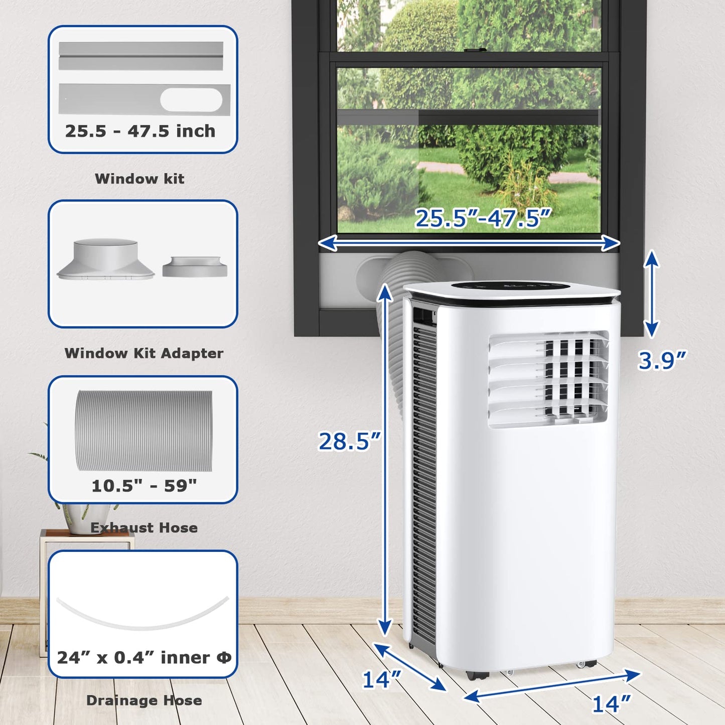 ARLIME 9,000 BTU (6,500 BTU SACC) Portable Air Conditioner, AC Unit Portable with Remote Control