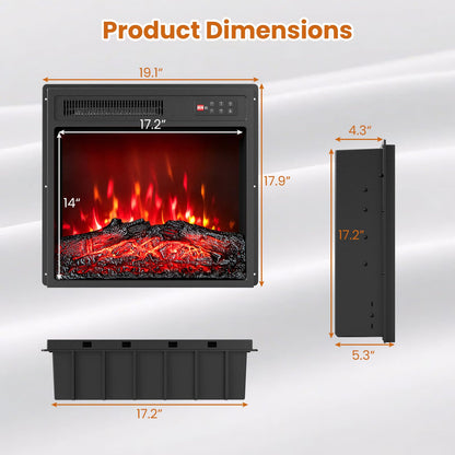 Electric Fireplace Insert 18 inch Wide with Remote Control