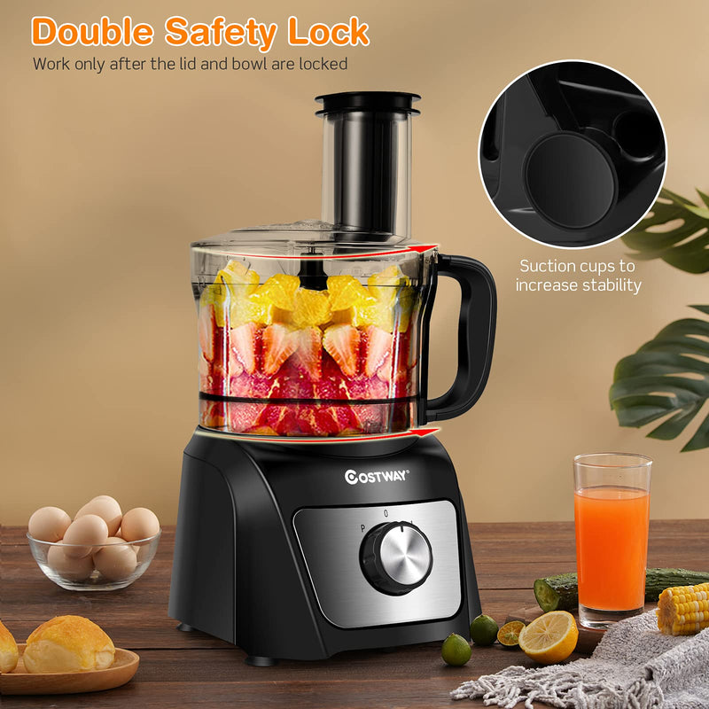 Food Processor & Blender, 500W Professional Food Chopper with 3 Blades, 3-Speed Adjustment