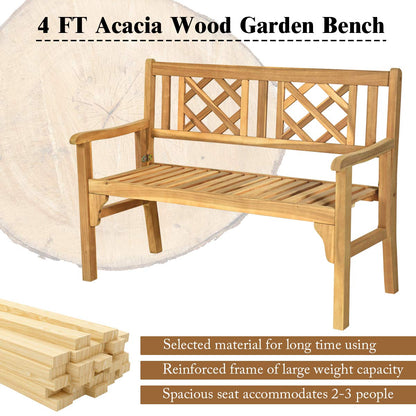 4 FT Acacia Wood Garden Bench for Park