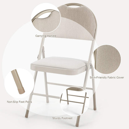 ARLIME Folding Chairs w/Padded Seats, Padded Folding Chair w/Handle Hole, Upholstered Seat