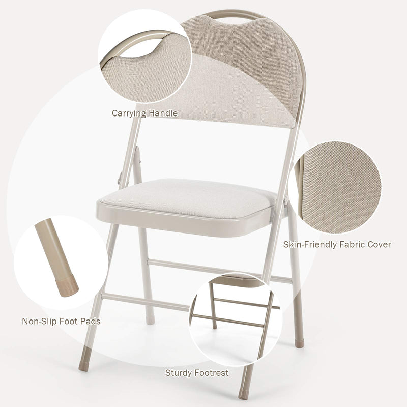 ARLIME 6 PCS Folding Chairs w/Padded Seats, Padded Folding Chair w/Handle Hole, Upholstered Seat