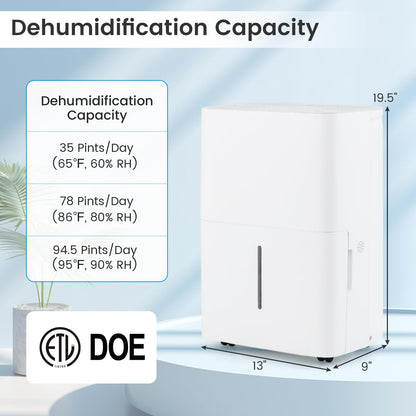 6000 Sq.Ft Portable Large Home Dehumidifier for Basements with 2 Modes & 3 Fan Speeds