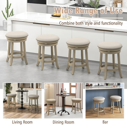 360° Swivel Bar Stools Set of 2/4 24/26.5-inch Height Upholstered Round Barstools