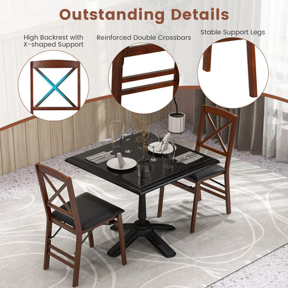 Upholstered Wooden Dining Room Chairs with X Shaped Back