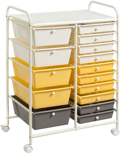 ARLIME 15-Drawer Storage Cart, 15 Drawer Trolley, Rolling Organizer Cart