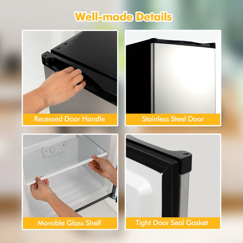 Compact Single Door Upright Freezer - Mini Size with Stainless Steel Door - 3.0 CU FT Capacity - Adjustable