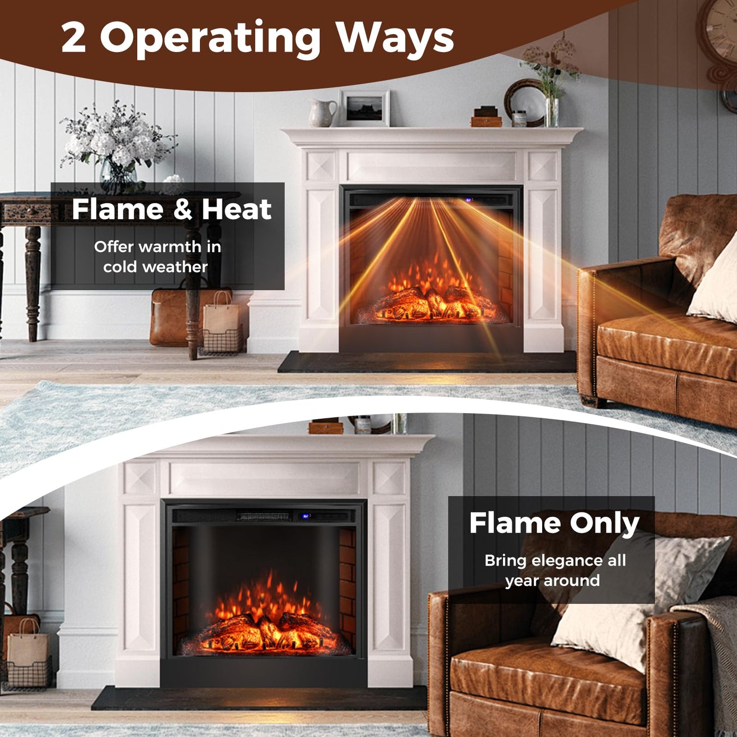 26 inch Electric Fireplace Insert with Curved Screen