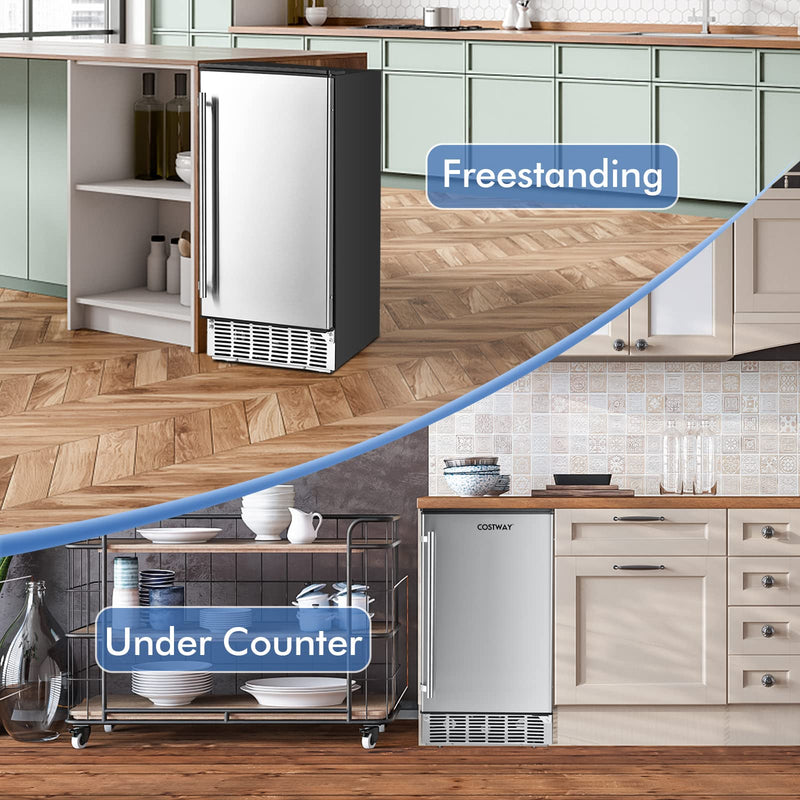 Commercial Ice Maker, 80LBS/24H Freestanding and Under Counter 115V Industrial Ice Machine with Self-Cleaning Function
