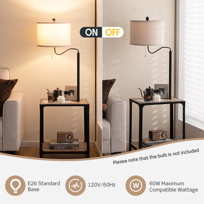 ARLIME Floor Lamp with End Table and USB Charging Ports