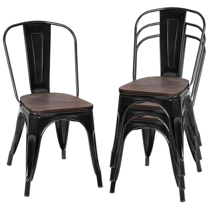 18 Inch Dining Chair Set of 4 Industrial Vintage Stackable Metal Stools